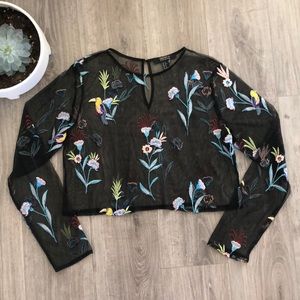 NWOT Long Sleeve Mesh Crop Top